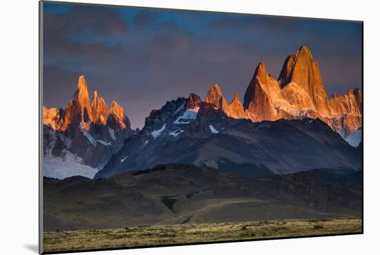 First Light Hits Cerro Torre And Mount Fitz Roy In Los Glacieres National Park, Argentina-Jay Goodrich-Mounted Photographic Print