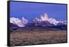 First Light Hits Cerro Torre And Mount Fitz Roy In Los Glacieres National Park, Argentina-Jay Goodrich-Framed Stretched Canvas