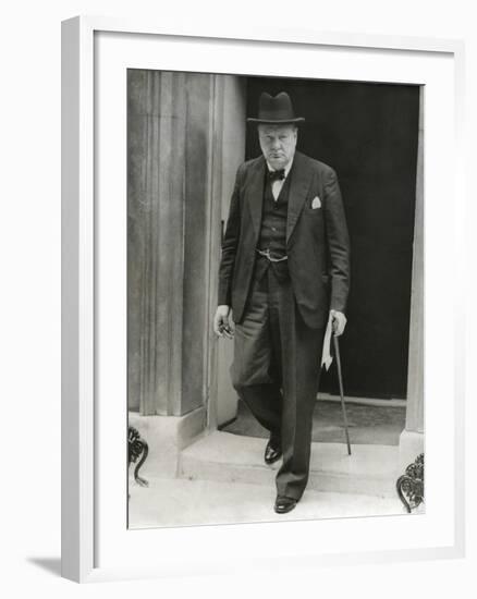 First Lord of the Admiralty, Winston Churchill Leaves 10 Downing Street, April 7, 1940-null-Framed Photo