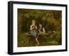 First Love, C.1872 (Oil on Canvas)-Timoleon Marie Lobrichon-Framed Giclee Print