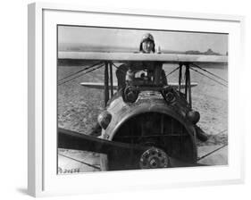 First Lt. Eddie Rickenbacker, 94th Aero Squadron, American Ace, Standing Up in Cockpit, WWI-Gideon J^ Eikleberry-Framed Premium Photographic Print