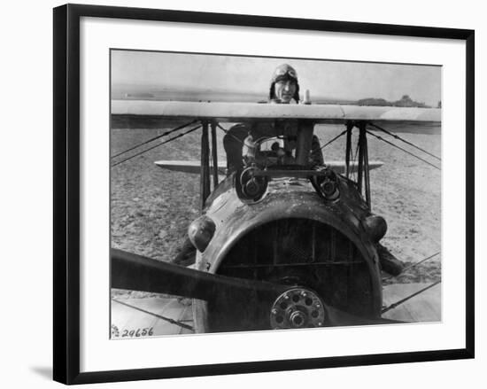 First Lt. Eddie Rickenbacker, 94th Aero Squadron, American Ace, Standing Up in Cockpit, WWI-Gideon J^ Eikleberry-Framed Premium Photographic Print