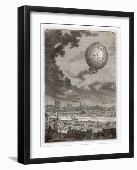 First Manned Flight by Pilatre De Rozier and D'Arlandes in Mongolfiere Paris-E. Champ-Framed Art Print