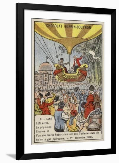 First Manned Flight in a Hydrogen Balloon, 1 December 1783-null-Framed Giclee Print
