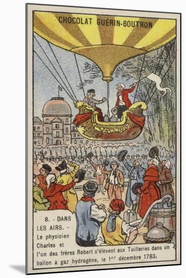 First Manned Flight in a Hydrogen Balloon, 1 December 1783-null-Mounted Giclee Print