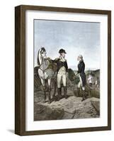 First Meeting of George Washington and Alexander Hamilton, Wearing Continental Army Uniforms-null-Framed Giclee Print