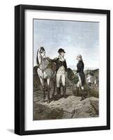 First Meeting of George Washington and Alexander Hamilton, Wearing Continental Army Uniforms-null-Framed Giclee Print