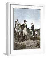 First Meeting of George Washington and Alexander Hamilton, Wearing Continental Army Uniforms-null-Framed Giclee Print