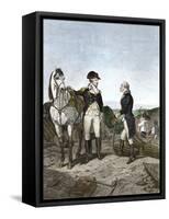 First Meeting of George Washington and Alexander Hamilton, Wearing Continental Army Uniforms-null-Framed Stretched Canvas