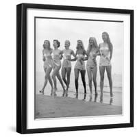 First Miss Universe Contest Contestants Wearing Bathing Suits, Long Beach, CA, 1952-George Silk-Framed Premium Photographic Print