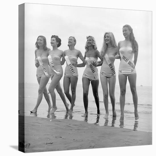 First Miss Universe Contest Contestants Wearing Bathing Suits, Long Beach, CA, 1952-George Silk-Stretched Canvas