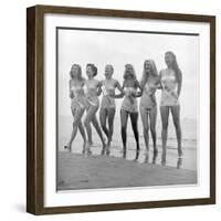 First Miss Universe Contest Contestants Wearing Bathing Suits, Long Beach, CA, 1952-George Silk-Framed Photographic Print