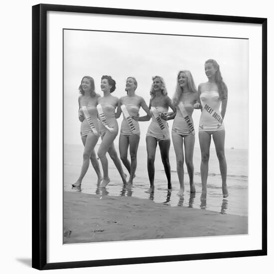 First Miss Universe Contest Contestants Wearing Bathing Suits, Long Beach, CA, 1952-George Silk-Framed Photographic Print