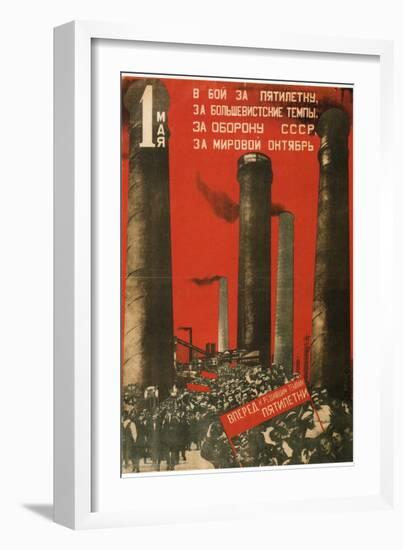 First of May. Join the Battle for the Five Year Plan, 1931-Gustav Klutsis-Framed Giclee Print