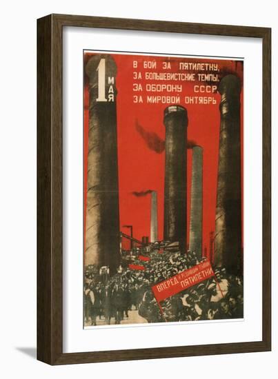 First of May. Join the Battle for the Five Year Plan, 1931-Gustav Klutsis-Framed Premium Giclee Print