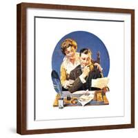 First of the Month (or Family Paying Bills)-Norman Rockwell-Framed Giclee Print