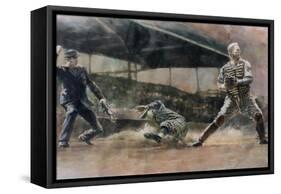 First Out of a Double Play-Lance Richbourg-Framed Stretched Canvas