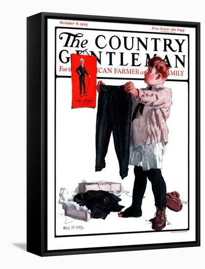 "First Pair of Long Pants," Country Gentleman Cover, October 6, 1923-Angus MacDonall-Framed Stretched Canvas