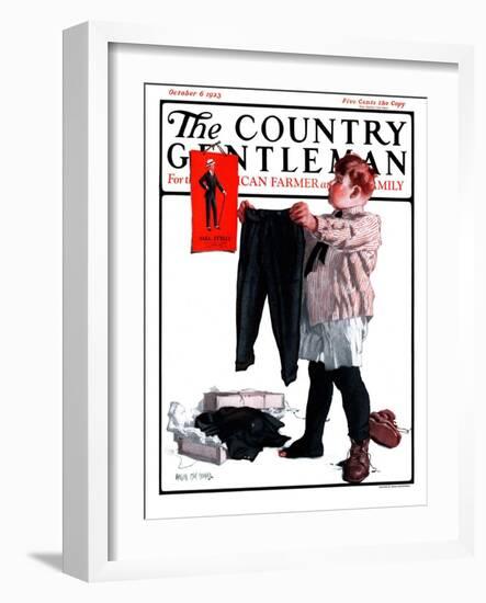 "First Pair of Long Pants," Country Gentleman Cover, October 6, 1923-Angus MacDonall-Framed Giclee Print