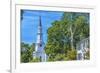 First Parish Church, Harrington House, Lexington Battle Green, Massachusetts.-William Perry-Framed Photographic Print