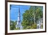 First Parish Church, Harrington House, Lexington Battle Green, Massachusetts.-William Perry-Framed Photographic Print