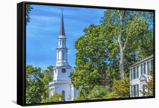 First Parish Church, Harrington House, Lexington Battle Green, Massachusetts.-William Perry-Framed Stretched Canvas