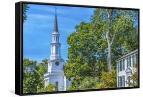 First Parish Church, Harrington House, Lexington Battle Green, Massachusetts.-William Perry-Framed Stretched Canvas