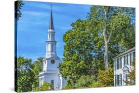 First Parish Church, Harrington House, Lexington Battle Green, Massachusetts.-William Perry-Stretched Canvas
