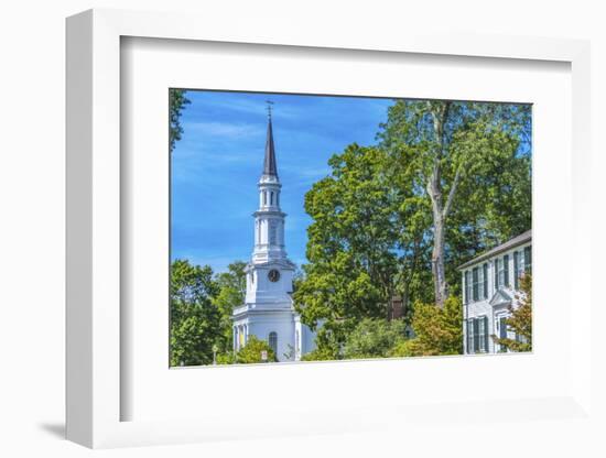 First Parish Church, Harrington House, Lexington Battle Green, Massachusetts.-William Perry-Framed Photographic Print