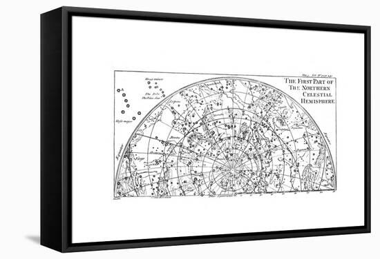 First Part of the Star Chart of the Northern Celestial Hemisphere Showing Constellations, 1747-null-Framed Stretched Canvas