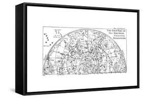 First Part of the Star Chart of the Northern Celestial Hemisphere Showing Constellations, 1747-null-Framed Stretched Canvas