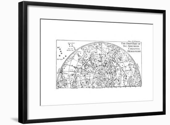 First Part of the Star Chart of the Northern Celestial Hemisphere Showing Constellations, 1747-null-Framed Giclee Print