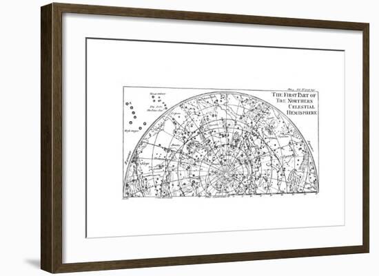 First Part of the Star Chart of the Northern Celestial Hemisphere Showing Constellations, 1747-null-Framed Giclee Print