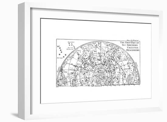 First Part of the Star Chart of the Northern Celestial Hemisphere Showing Constellations, 1747-null-Framed Giclee Print