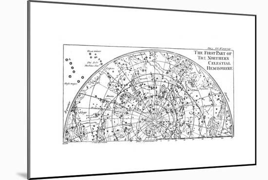 First Part of the Star Chart of the Northern Celestial Hemisphere Showing Constellations, 1747-null-Mounted Giclee Print