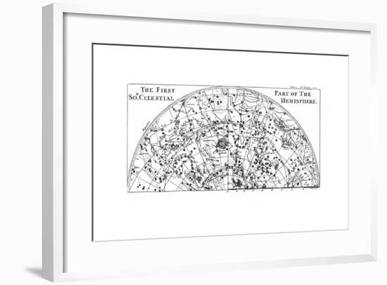 First Part of the Star Chart of the Southern Celestial Hemisphere Showing Constellations, 1747-null-Framed Giclee Print