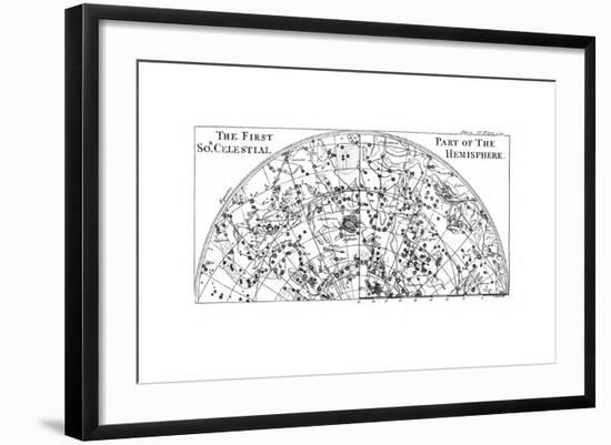 First Part of the Star Chart of the Southern Celestial Hemisphere Showing Constellations, 1747-null-Framed Giclee Print