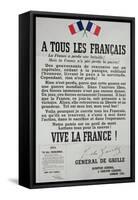 First Poster for the 18th June 1940 Address by General Charles De Gaulle-null-Framed Stretched Canvas
