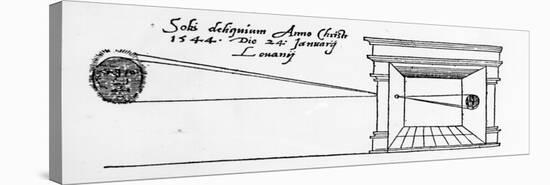 First Published Illustration of a Camera Obscura Observing a Solar Eclipse in January 1544-null-Stretched Canvas