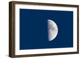 First Quarter Moon Taken Near Sunset with Sky Still Bright in Twilight-null-Framed Photographic Print