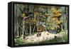 First Settler's Cabin in Indianapolis, Indiana, 1820-null-Framed Stretched Canvas