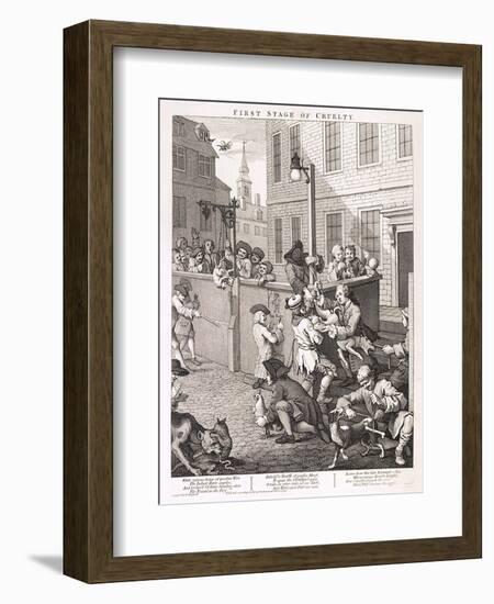 First Stage of Cruelty, Plate I from the Four Stages of Cruelty, 1751-William Hogarth-Framed Giclee Print