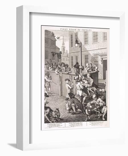 First Stage of Cruelty, Plate I from the Four Stages of Cruelty, 1751-William Hogarth-Framed Giclee Print