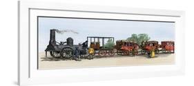 First Steam Train on the Mohawk and Hudson Railroad, New York, 1831-null-Framed Giclee Print