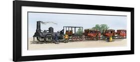 First Steam Train on the Mohawk and Hudson Railroad, New York, 1831-null-Framed Giclee Print