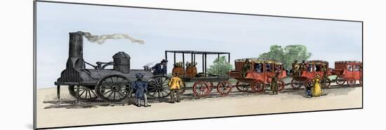 First Steam Train on the Mohawk and Hudson Railroad, New York, 1831-null-Mounted Giclee Print