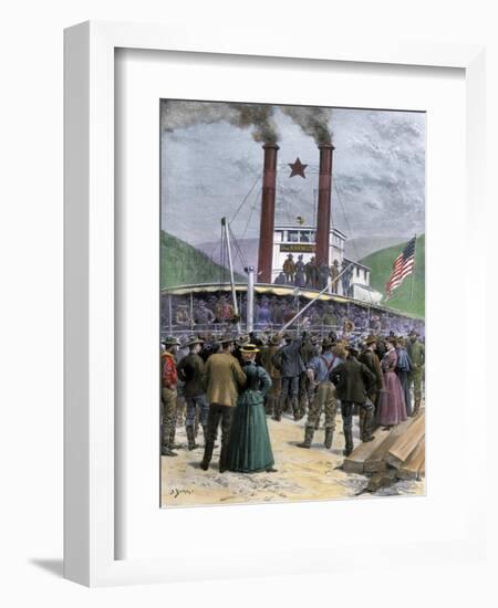 First Steamer Carrying Gold Out of Dawson City, Yukon Territory, 1898-null-Framed Giclee Print