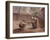 First Steps chalk and watercolor-Jean-Francois Millet-Framed Giclee Print