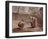 First Steps chalk and watercolor-Jean-Francois Millet-Framed Giclee Print