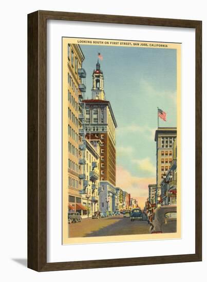 First Street, San Jose, California-null-Framed Art Print